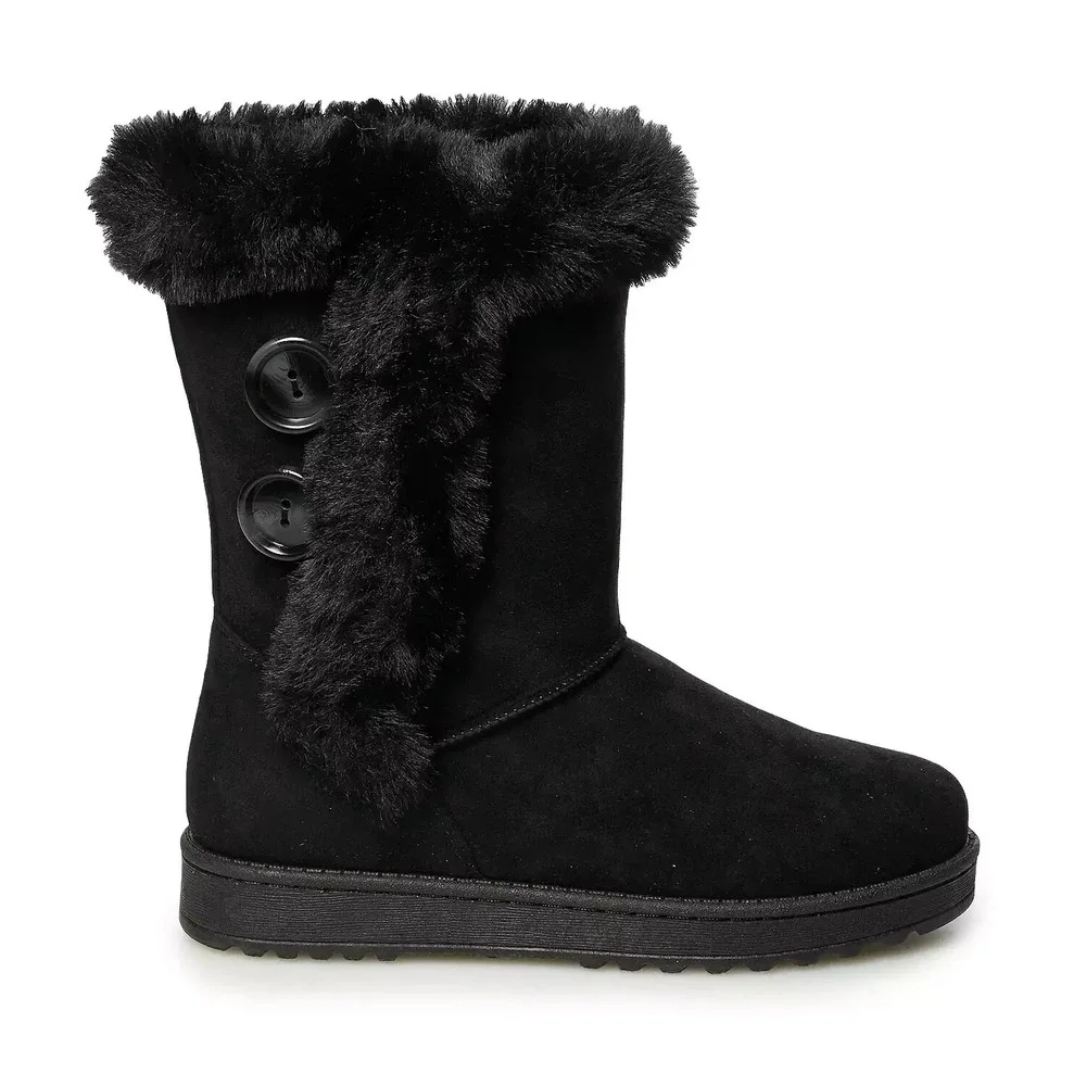 Black Faux-Fur Winter Boots, So Women's Abigail, Size 9.5, new‎ w box!
